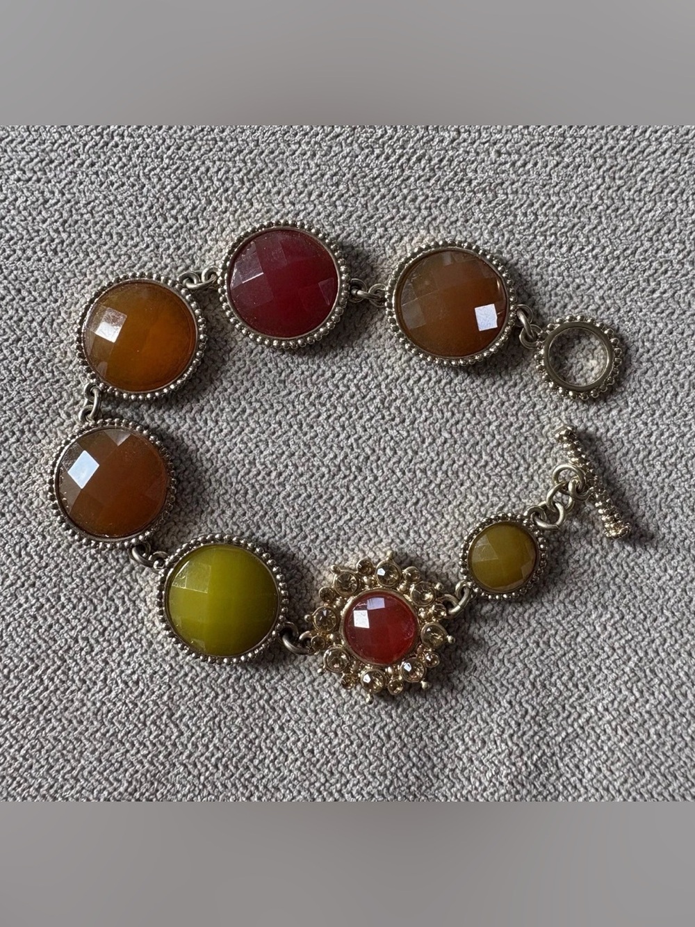 Multicolor Round Gemstone-Link Women's Bracelet